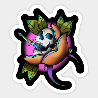 Skull Dagger and Flower Sticker